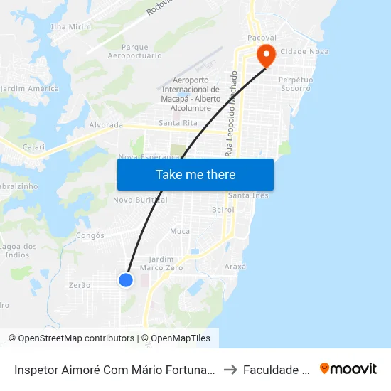 Inspetor Aimoré Com Mário Fortunato | Sentido Norte to Faculdade Apoena map