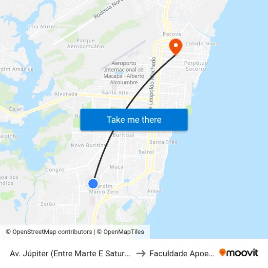 Av. Júpiter (Entre Marte E Saturno) to Faculdade Apoena map