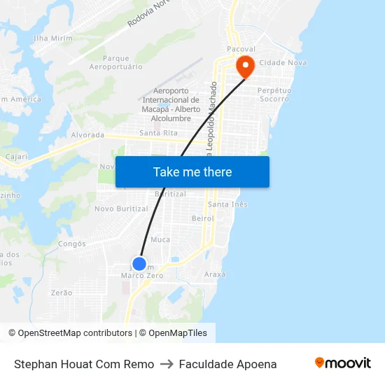 Stephan Houat Com Remo to Faculdade Apoena map