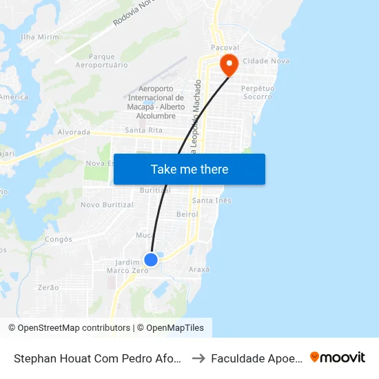 Stephan Houat Com Pedro Afonso to Faculdade Apoena map