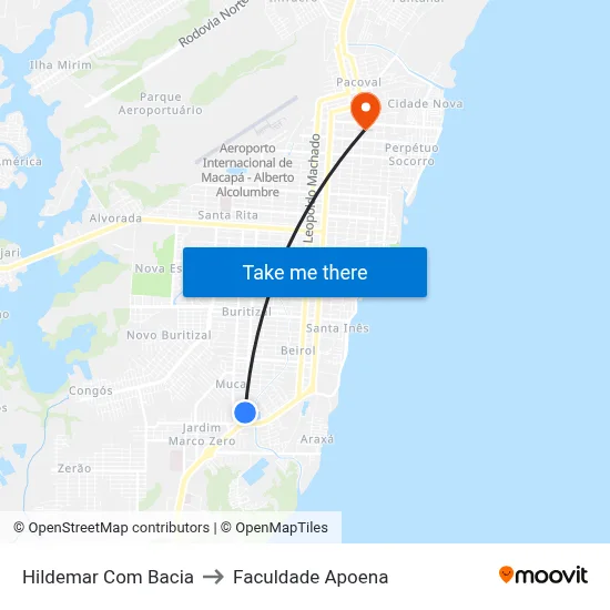 Hildemar Com Bacia to Faculdade Apoena map