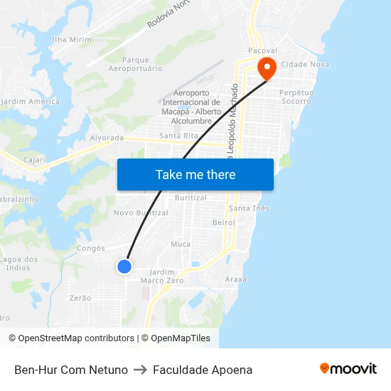 Ben-Hur Com Netuno to Faculdade Apoena map