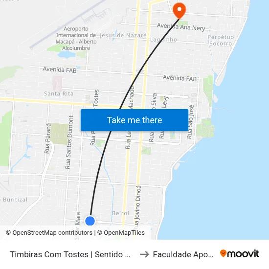 Timbiras Com Tostes | Sentido Oeste to Faculdade Apoena map