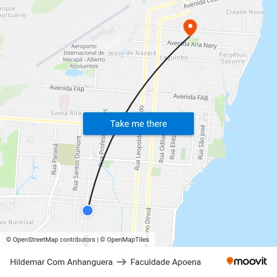 Hildemar Com Anhanguera to Faculdade Apoena map