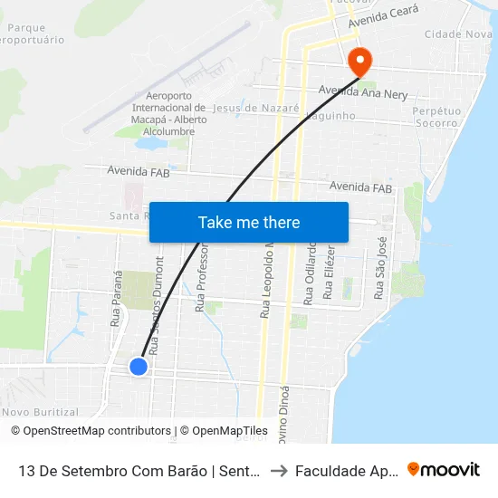 13 De Setembro Com Barão | Sentido Oeste to Faculdade Apoena map