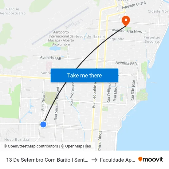 13 De Setembro Com Barão | Sentido Leste to Faculdade Apoena map