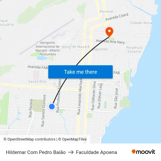 Hildemar Com Pedro Baião to Faculdade Apoena map