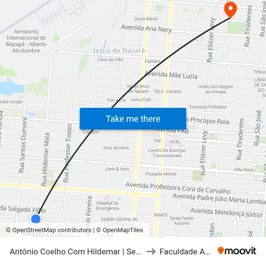 Antônio Coelho Com Hildemar | Sentido Leste to Faculdade Apoena map
