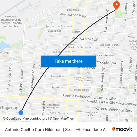 Antônio Coelho Com Hildemar | Sentido Oeste to Faculdade Apoena map
