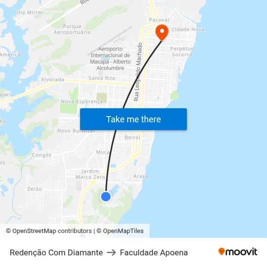 Redenção Com Diamante to Faculdade Apoena map