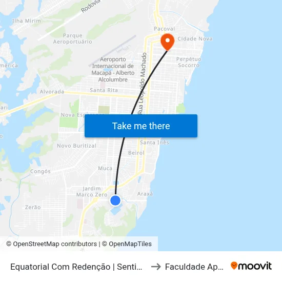 Equatorial Com Redenção | Sentido Leste to Faculdade Apoena map