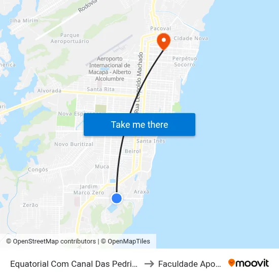 Equatorial Com Canal Das Pedrinhas to Faculdade Apoena map