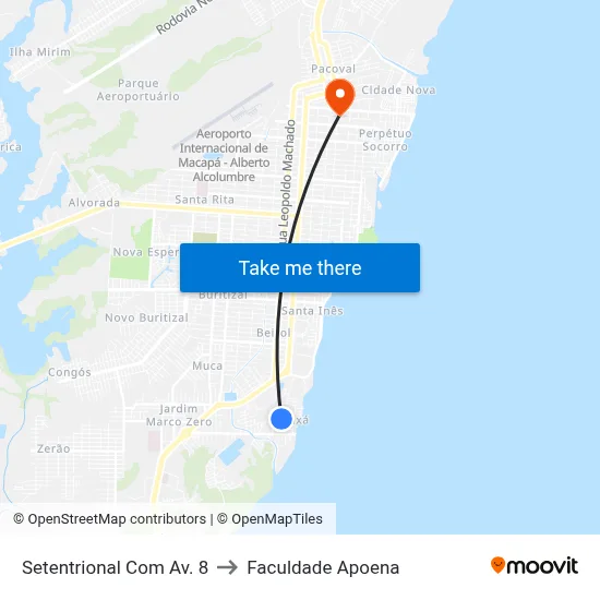 Setentrional Com Av. 8 to Faculdade Apoena map