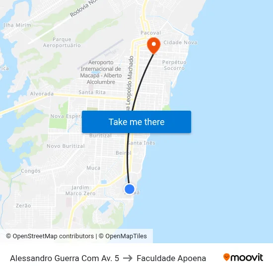 Alessandro Guerra Com Av. 5 to Faculdade Apoena map