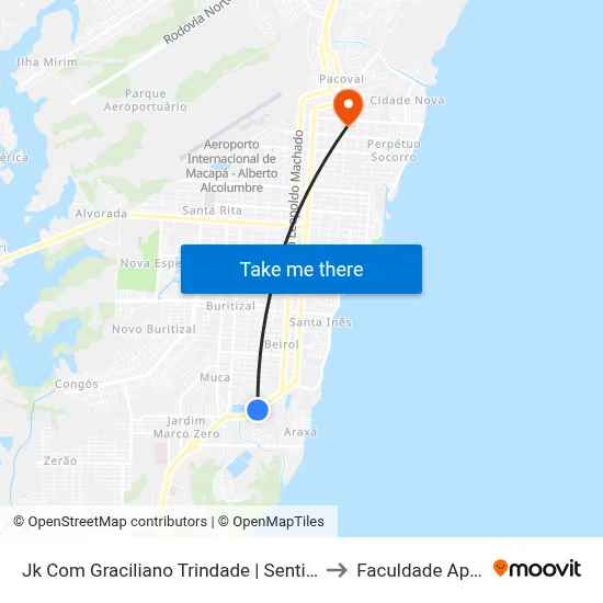 Jk Com Graciliano Trindade | Sentido Norte to Faculdade Apoena map