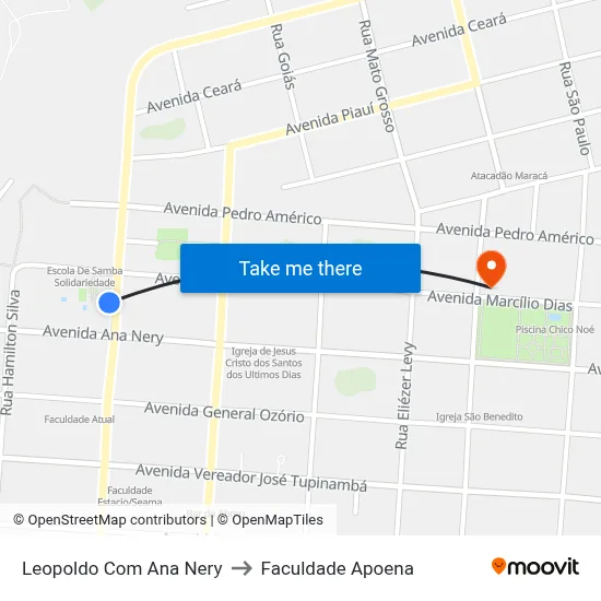 Leopoldo Com Ana Nery to Faculdade Apoena map