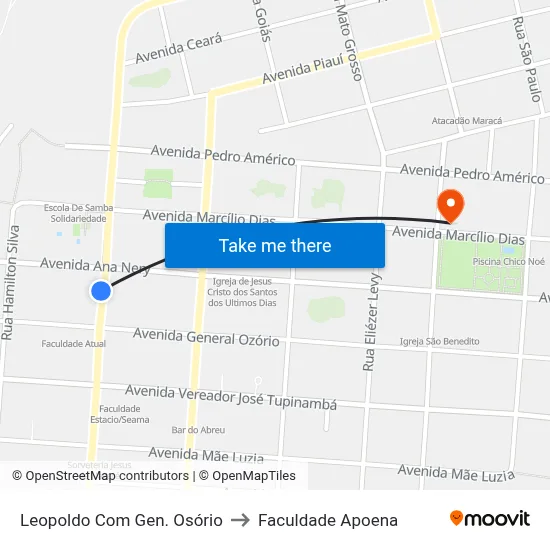 Leopoldo Com Gen. Osório to Faculdade Apoena map