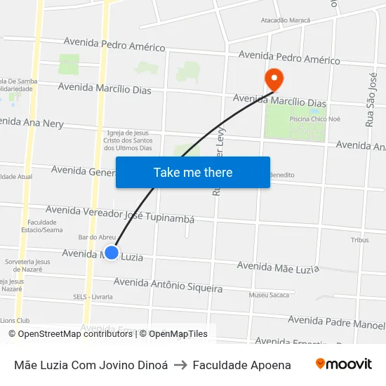 Mãe Luzia Com Jovino Dinoá to Faculdade Apoena map