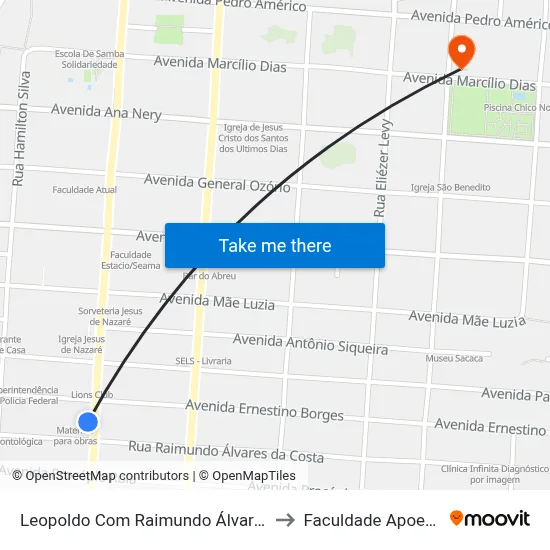 Leopoldo Com Raimundo Álvares to Faculdade Apoena map