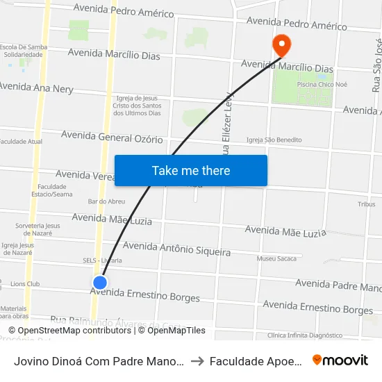 Jovino Dinoá Com Padre Manoel to Faculdade Apoena map