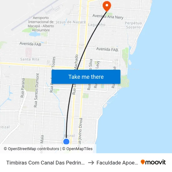 Timbiras Com Canal Das Pedrinhas to Faculdade Apoena map