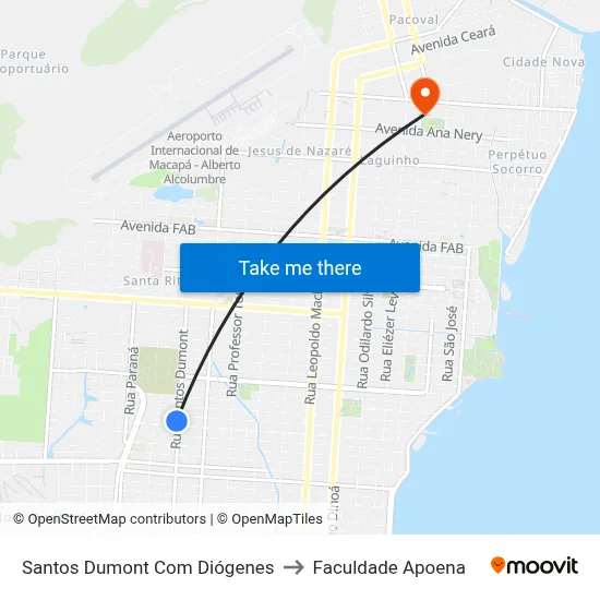 Santos Dumont Com Diógenes to Faculdade Apoena map