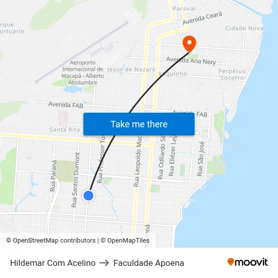 Hildemar Com Acelino to Faculdade Apoena map