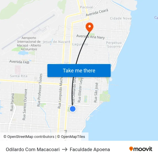 Odilardo Com Macacoari to Faculdade Apoena map