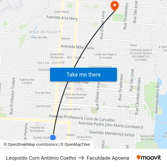 Leopoldo Com Antônio Coelho to Faculdade Apoena map