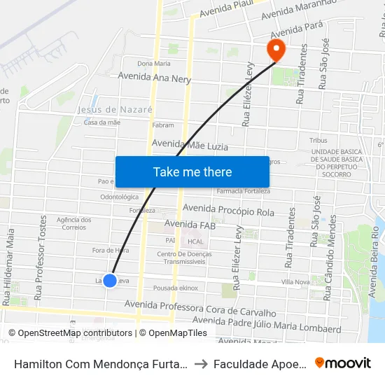 Hamilton Com Mendonça Furtado to Faculdade Apoena map