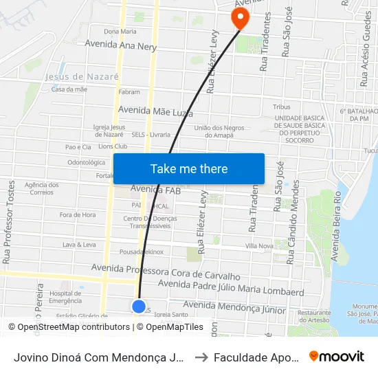 Jovino Dinoá Com Mendonça Júnior to Faculdade Apoena map