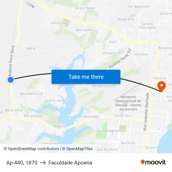 Ap-440, 1870 to Faculdade Apoena map
