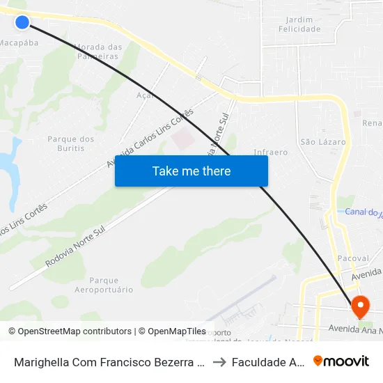 Marighella Com Francisco Bezerra | Sentido Sul to Faculdade Apoena map