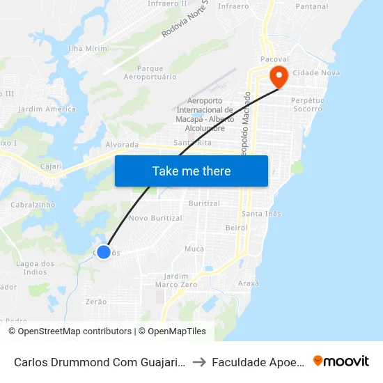 Carlos Drummond Com Guajarina to Faculdade Apoena map