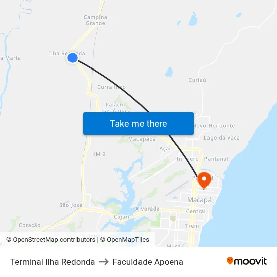 Terminal Ilha Redonda to Faculdade Apoena map
