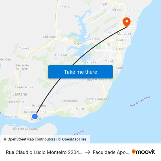 Rua Cláudio Lúcio Monteiro 2204-2220 to Faculdade Apoena map
