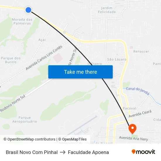 Brasil Novo Com Pinhal to Faculdade Apoena map