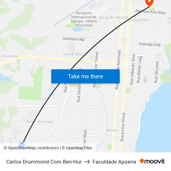Carlos Drummond Com Ben-Hur to Faculdade Apoena map