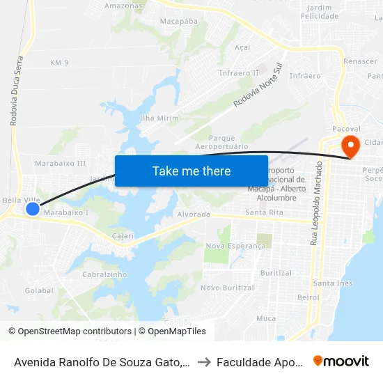 Avenida Ranolfo De Souza Gato, 225 to Faculdade Apoena map