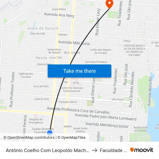 Antônio Coelho Com Leopoldo Machado | Sentido Leste to Faculdade Apoena map