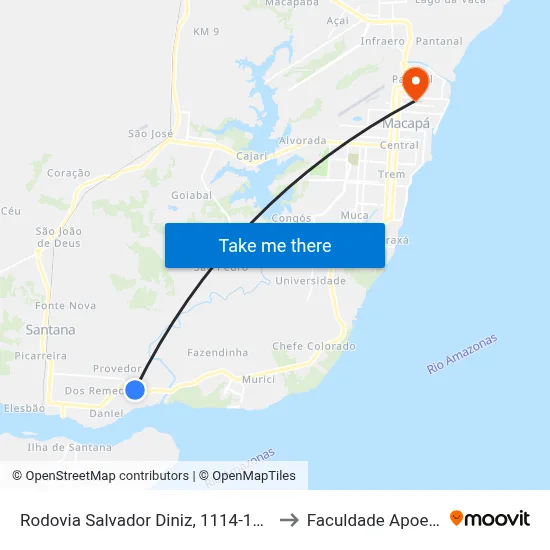 Rodovia Salvador Diniz, 1114-1192 to Faculdade Apoena map