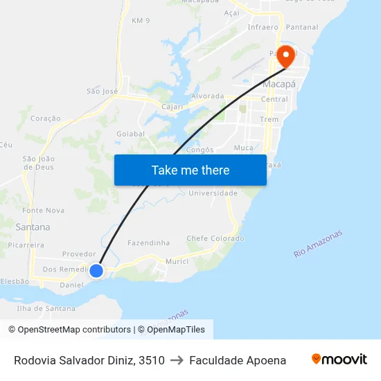 Rodovia Salvador Diniz, 3510 to Faculdade Apoena map