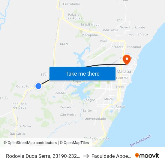 Rodovia Duca Serra, 23190-23244 to Faculdade Apoena map