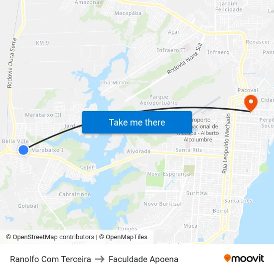 Ranolfo Com Terceira to Faculdade Apoena map