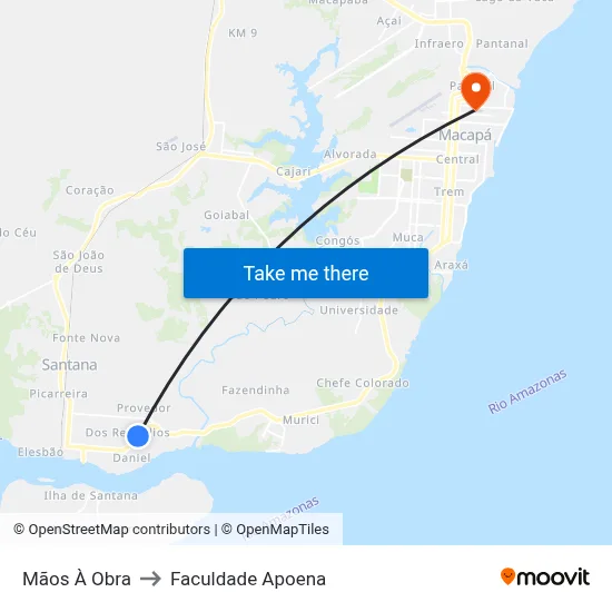 Mãos À Obra to Faculdade Apoena map