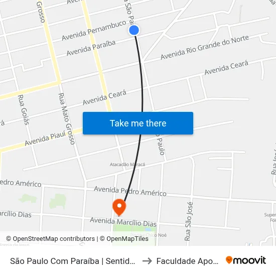 São Paulo Com Paraíba | Sentido Sul to Faculdade Apoena map