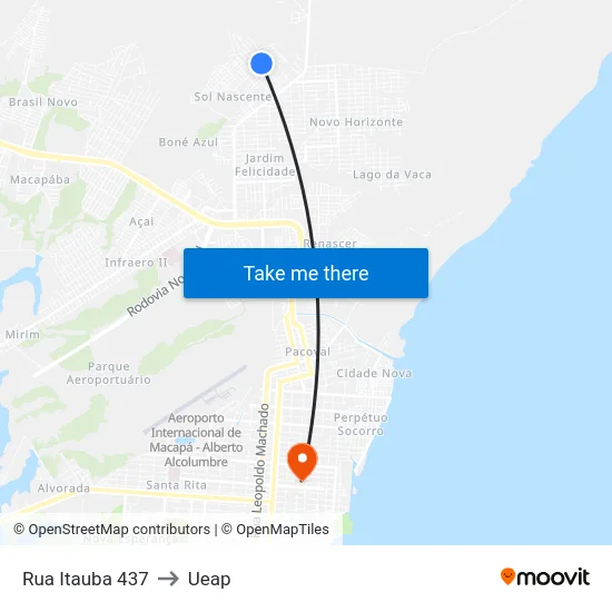 Rua Itauba 437 to Ueap map