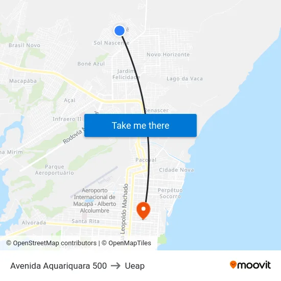 Avenida Aquariquara 500 to Ueap map