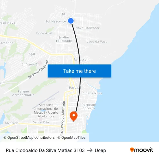 Rua Clodoaldo Da Silva Matias 3103 to Ueap map