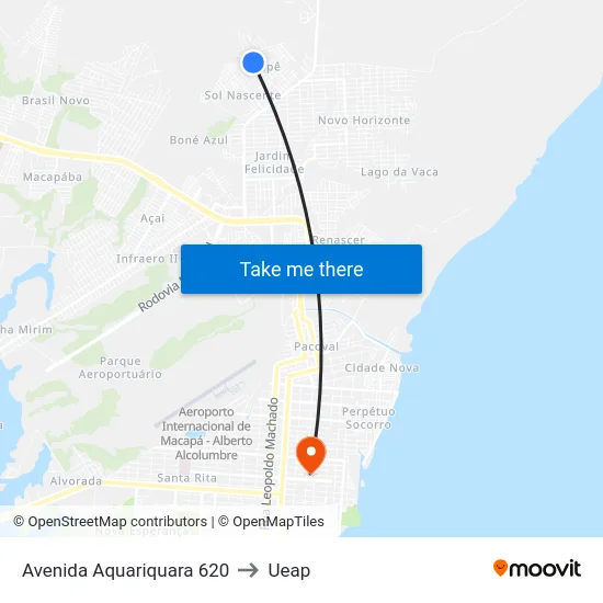 Avenida Aquariquara 620 to Ueap map